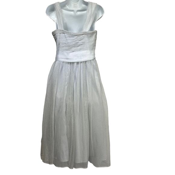 aidan Maddox silver tulle dress Size 8 - Picture 2 of 6